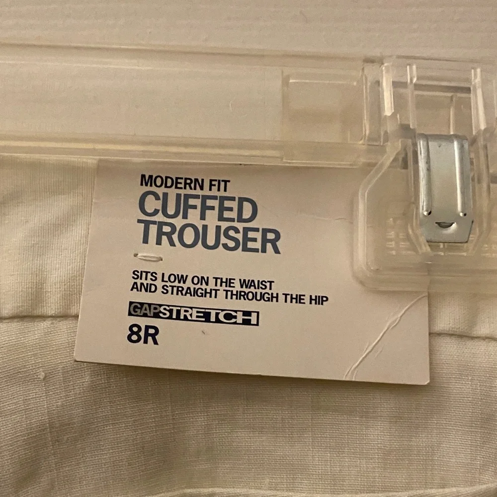 GAP white Linen wide leg cuffed trousers - Picture 7 of 14